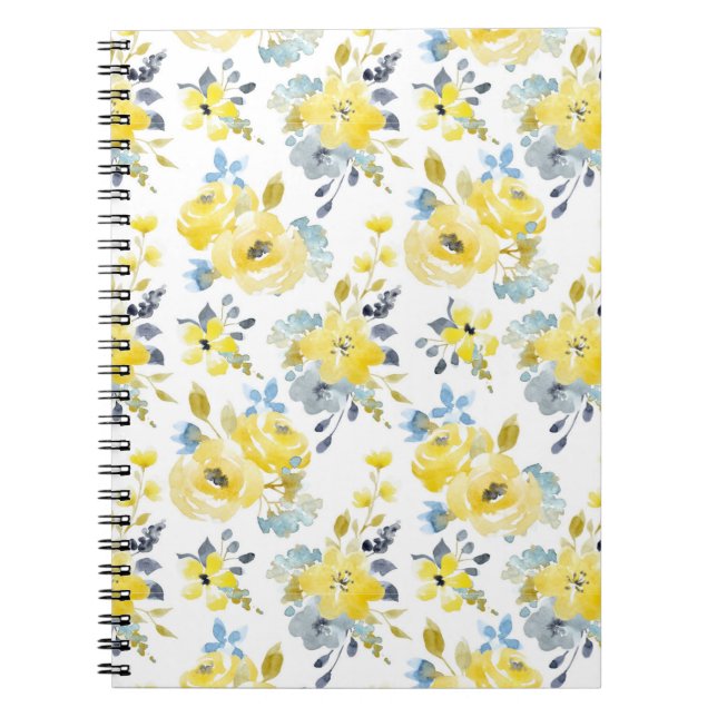 Carnet Aquarelle Motif Floral Jaune (Devant)