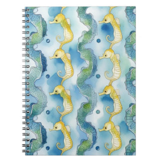 Carnet Aquarelle motif hippocampe vie de plage océan art