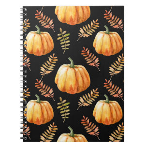 Carnet Aquarelle motif transparent avec citrouille