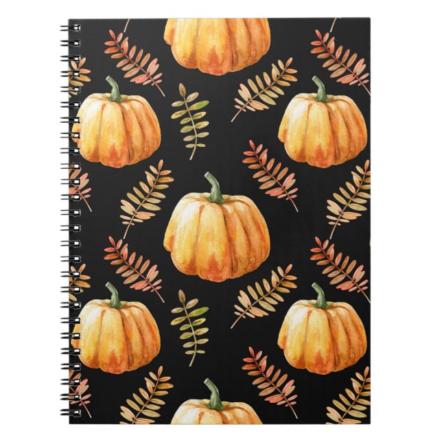 Carnet Aquarelle motif transparent avec citrouille (Devant)