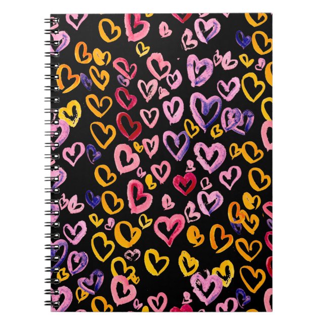 Carnet Aquarelle motif transparent avec les coeurs.  (Devant)