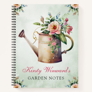 Carnet Aquarelle Notes de jardin arrosoir floral de print