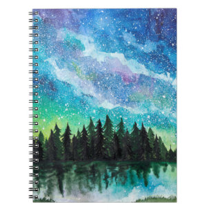 Carnet Aquarelle nuit paysage Voie Lactée