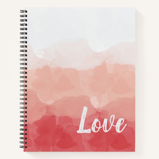 Carnet Aquarelle Ombre rouge et rose Gradient Love (Devant)