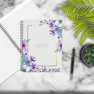 Carnet Aquarelle Or Fond encadré Personnalisé
