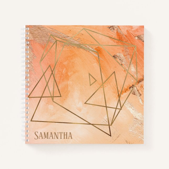Carnet Aquarelle or orange Nom Abstrait Typographie (Devant)