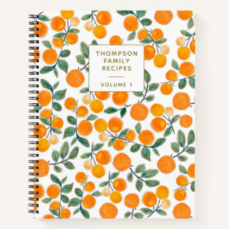 Carnet Aquarelle Orange Citrus Recette personnalisée