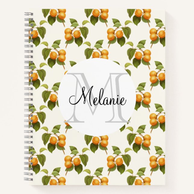 Carnet Aquarelle orange vintage Motif Monogramme (Devant)