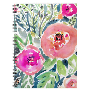 Carnet Aquarelle Painterly de pêche audacieuse florale