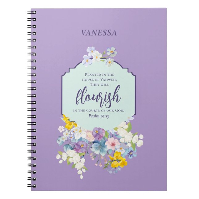 Carnet Aquarelle Pastel Floral Bible Verse Personnalisé (Devant)