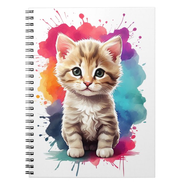 Carnet Aquarelle Pâte Art Cute Kitten Splatt Peinture (Devant)