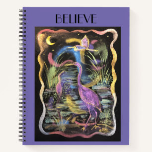 Carnet Aquarelle peinte à la main Aigrettes pourpres Cro