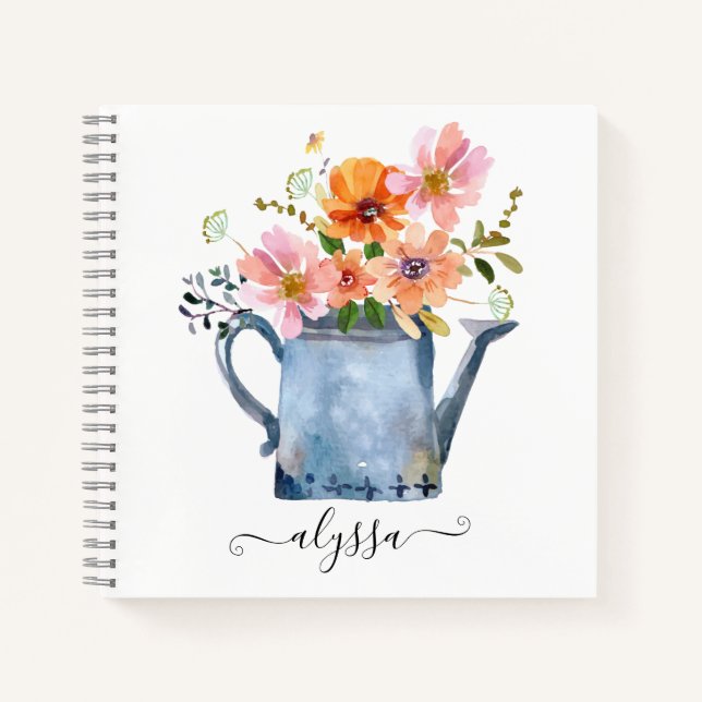 Carnet Aquarelle peinte à la main Floral (Devant)