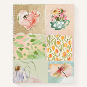 Carnet Aquarelle peinture collage style Scrapbook Floral