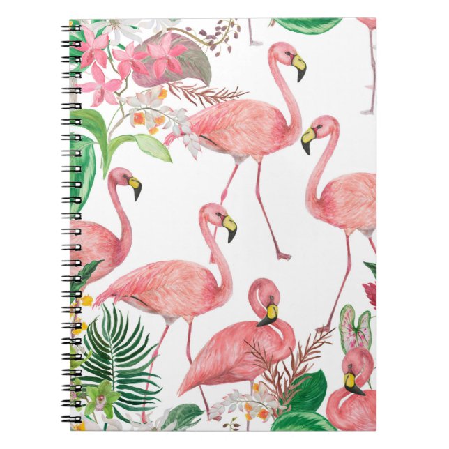 Carnet Aquarelle peinture sans couture motif avec flamant (Devant)
