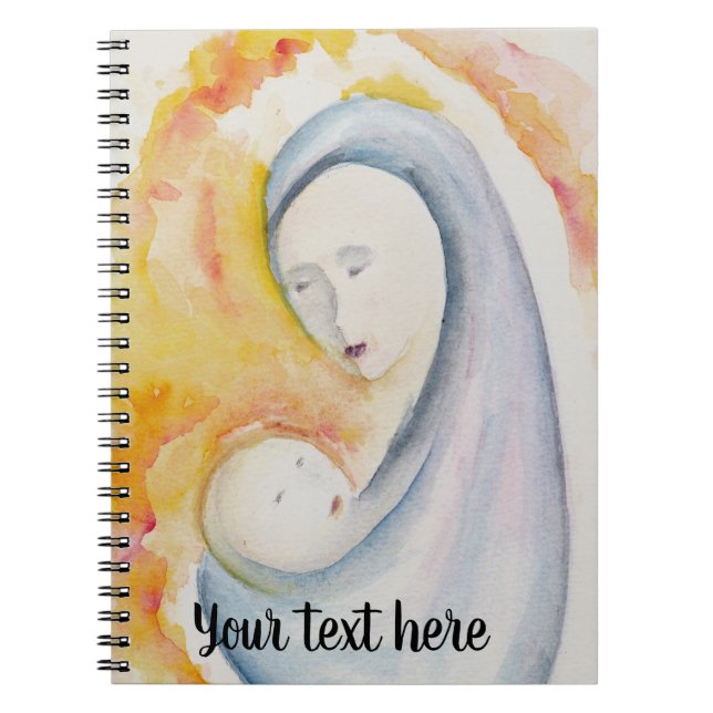 Carnet Aquarelle personnalisable Vierge et enfant (Devant)