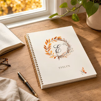 Carnet aquarelle personnalisé avec monogramme d'au