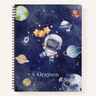 Carnet Aquarelle personnalisée Astronaut Galaxy Planet