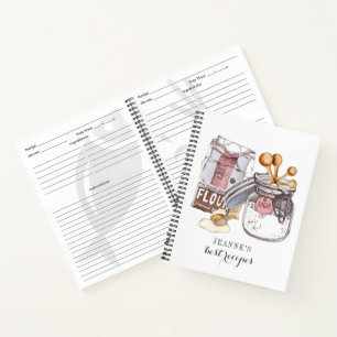 Carnet Aquarelle personnalisée Baker Cooks Outils Recette
