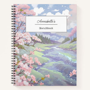 Carnet Aquarelle personnalisée en fleur de cerisier Paste