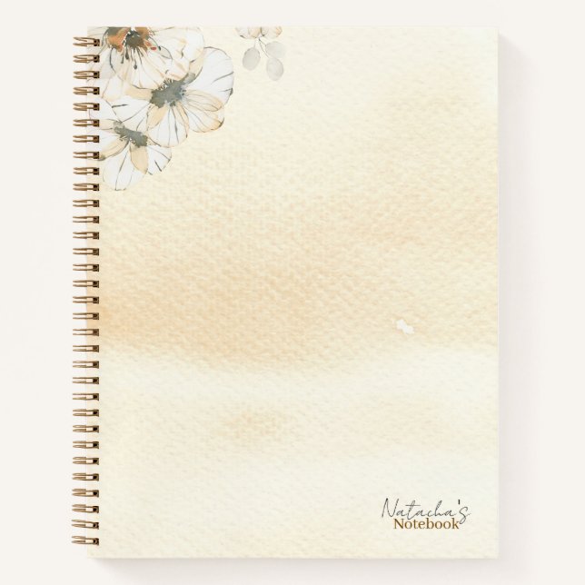 Carnet Aquarelle personnalisée fleurie Papier Kraft Moder (Devant)
