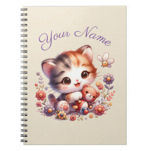 Carnet Aquarelle personnalisée Jouer Nom du chaton