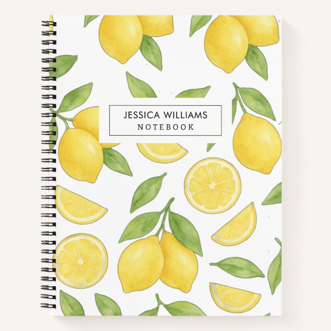Carnet Aquarelle personnalisée Motif citron (Devant)