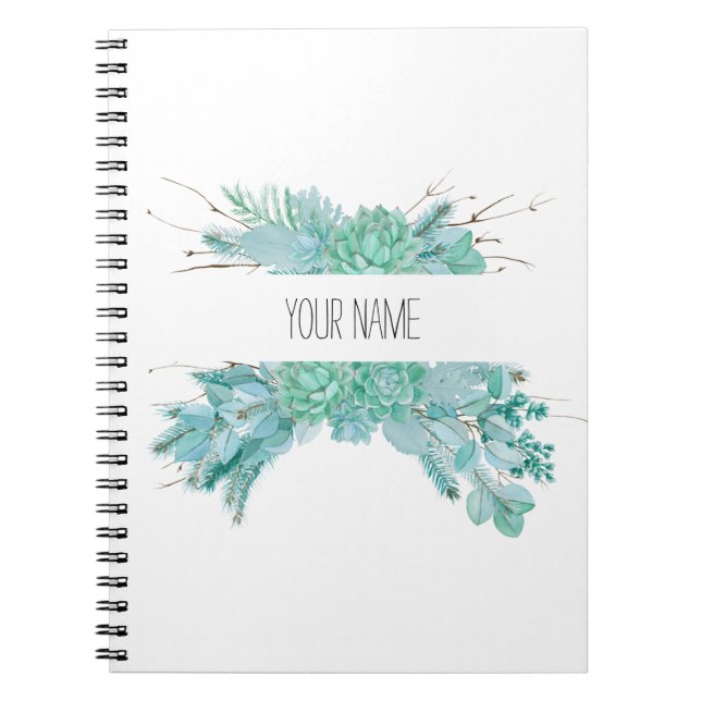 Carnet Aquarelle personnalisée Succulents (Devant)