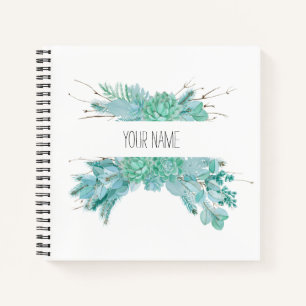 Carnet Aquarelle personnalisée Succulents