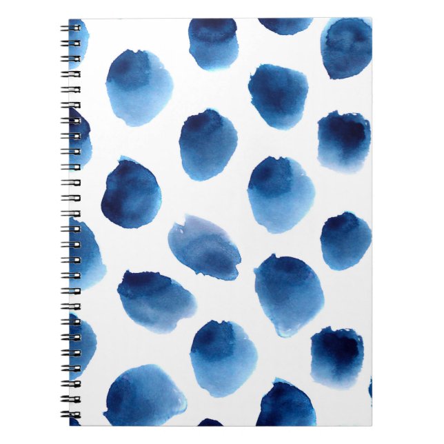 Carnet Aquarelle Points Bleus : Peint à la main sans cout (Devant)
