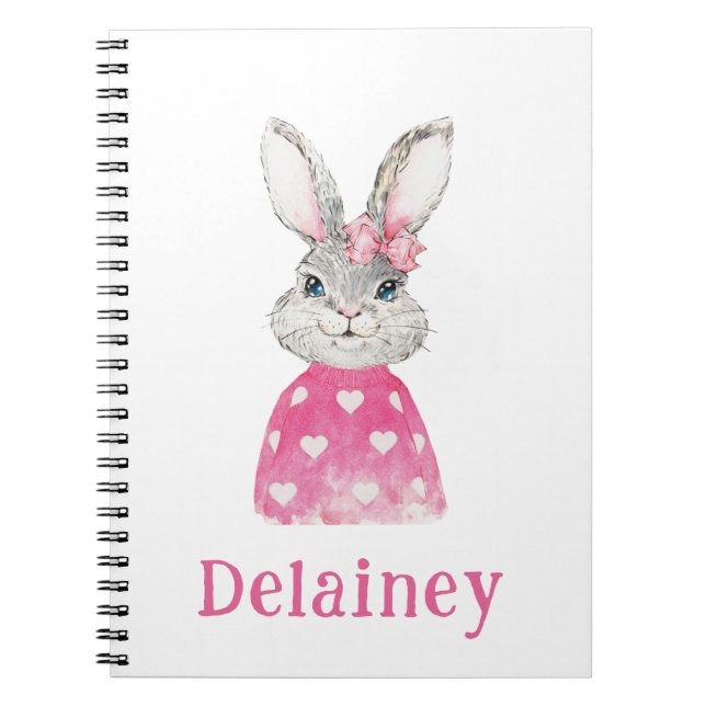 Carnet Aquarelle Preppy Bunny Personnalisé (Devant)