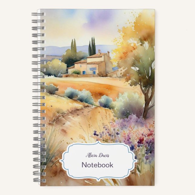 Carnet Aquarelle Provence | votre nom (Recto)