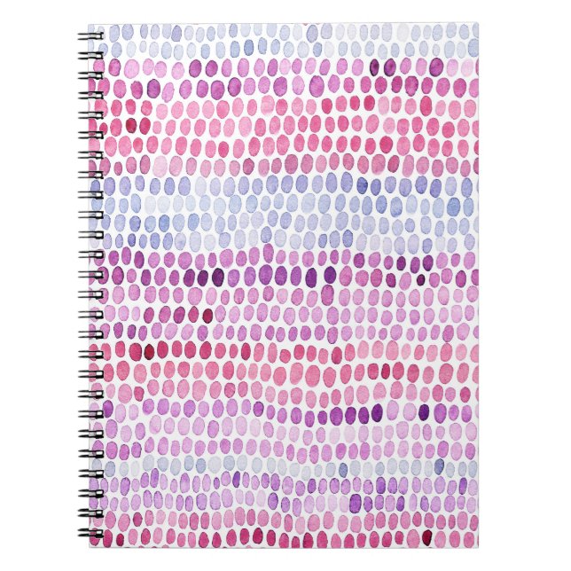Carnet Aquarelle rayée : Polka gris rose (Devant)