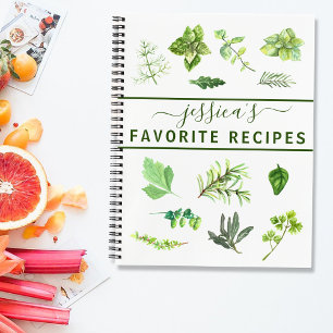 Carnet Aquarelle Recette Herbes Verdure Cuisine personnal