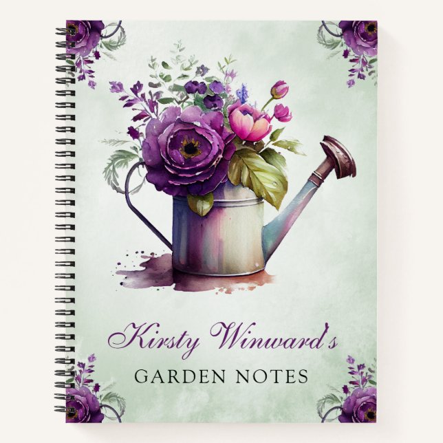 Carnet Aquarelle Ressort Floral Waters Can Garden Notes (Devant)