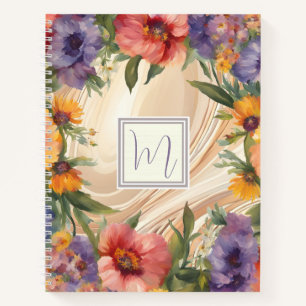 Carnet Aquarelle riche Bordure florale Couverture rigide