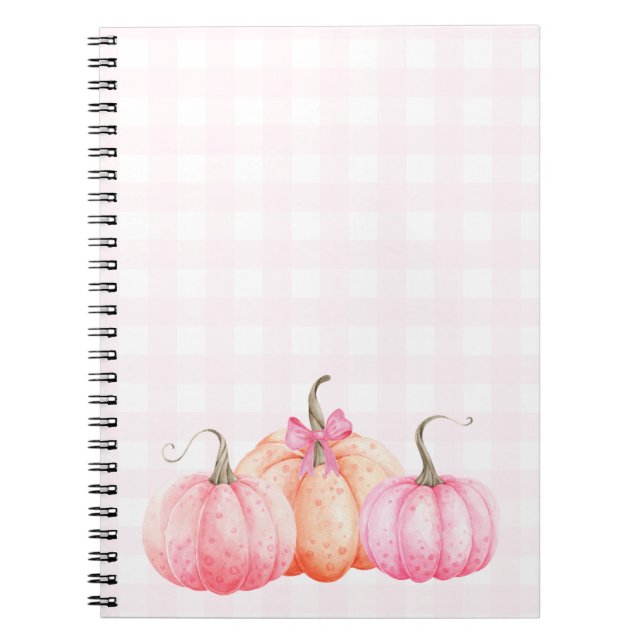 Carnet Aquarelle rose Bow Citrouilles pour l'automne (Devant)
