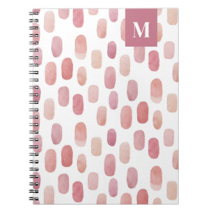 Carnet Aquarelle rose brosse trait. Motif mignon