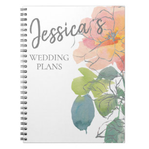 Carnet Aquarelle rose corail Plans Mariages floraux
