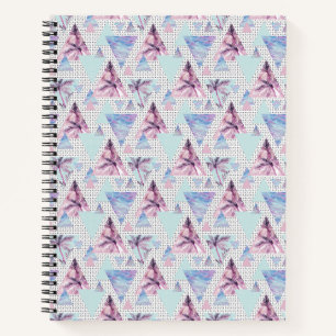 Carnet Aquarelle rose et bleu Motif de palmier