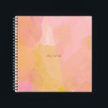 Carnet Aquarelle rose et or Peinture Abstraite<br><div class="desc">Une jolie combinaison de touches rose,  jaune,  or et orange aquarelle et de formes organiques,  abstraites,  personnalisées avec le nom ou les mots de votre choix.</div>