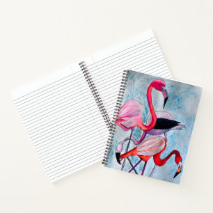 Carnet Aquarelle rose flamand coloré