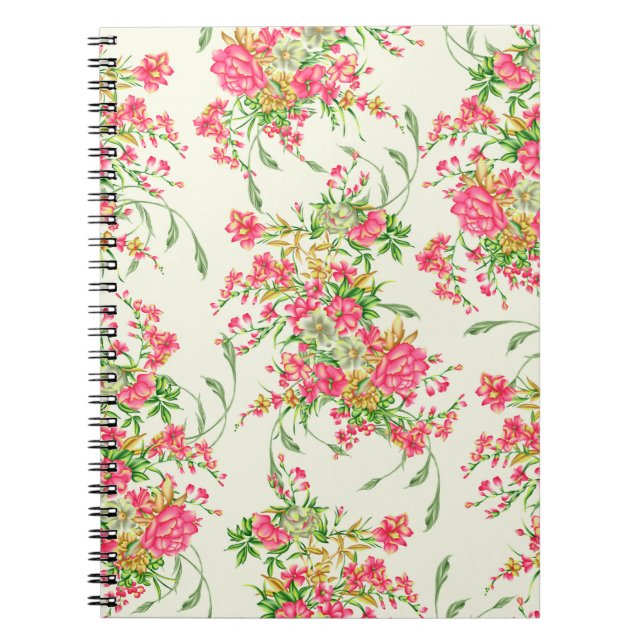 Carnet aquarelle rose fleur motif abstrait, art, dos (Devant)