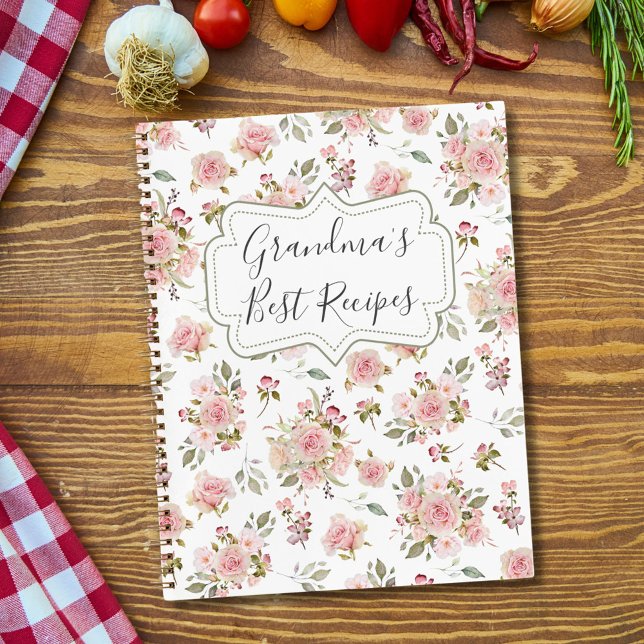 Carnet Aquarelle Rose Fleurs Floral Grandma Recette (In situ)