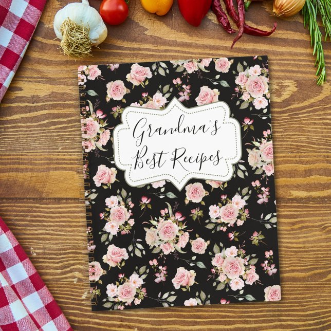 Carnet Aquarelle Rose Fleurs Floral Grandma Recette (In situ)