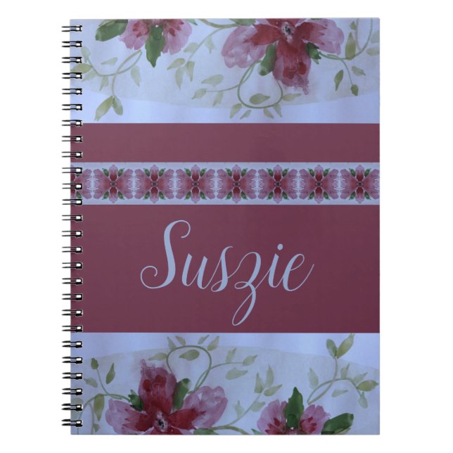 Carnet Aquarelle rose Floral (Devant)