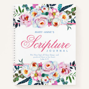 Carnet Aquarelle rose Floral Nommé Bloc-notes
