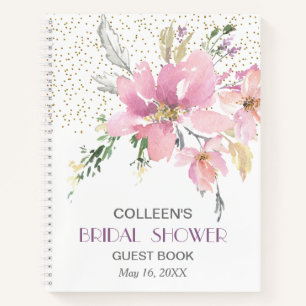 Carnet Aquarelle rose Lavender Floral Douche Invité