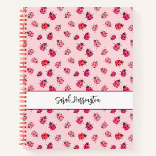 Carnet Aquarelle rose Motif Ladybug illustré à la main