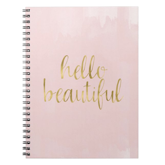 Carnet Aquarelle rose or Bonjour belle (Devant)
